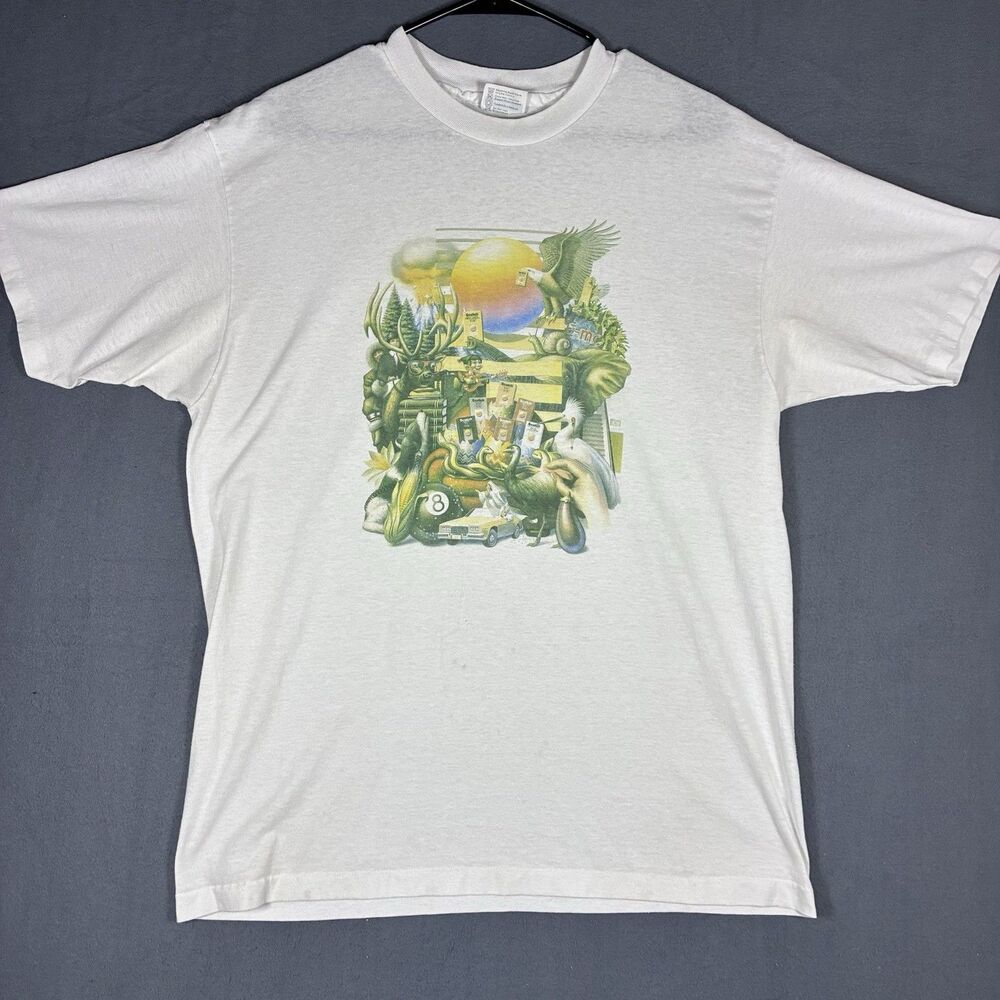 Vintage 90s Scotch Video T Shirt XL Surreal Graphic Art Alphabet Riddle Promo